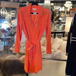 Calvin Klein Long Sleeve Orange Dress